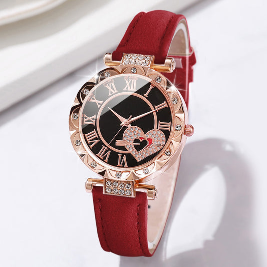6PCS/Set Women's Watch Fashion Roma Heart