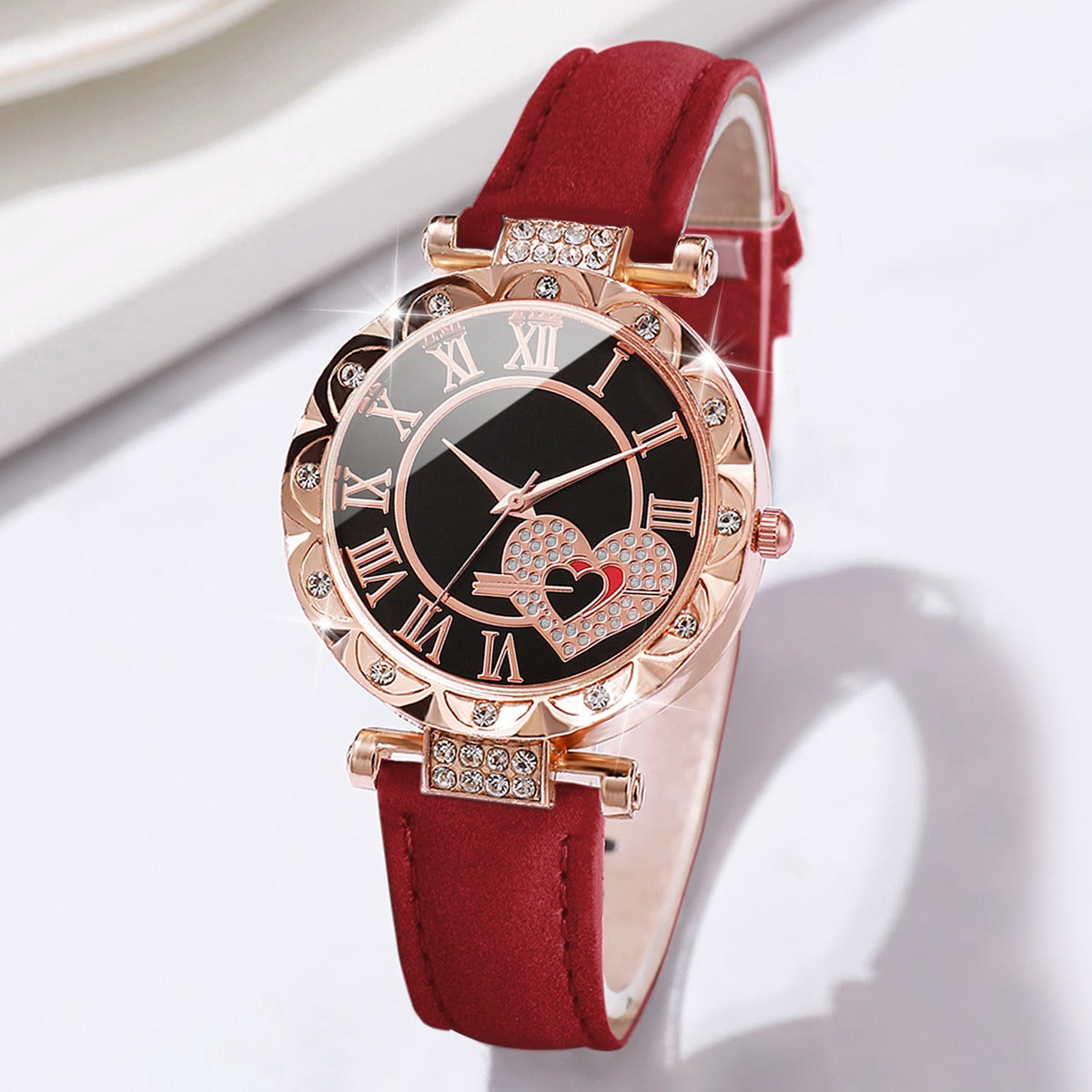 6PCS/Set Women's Watch Fashion Roma Heart